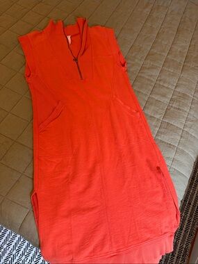 Daily Practice Zip Neck Midi Dress Medium Coral Orange